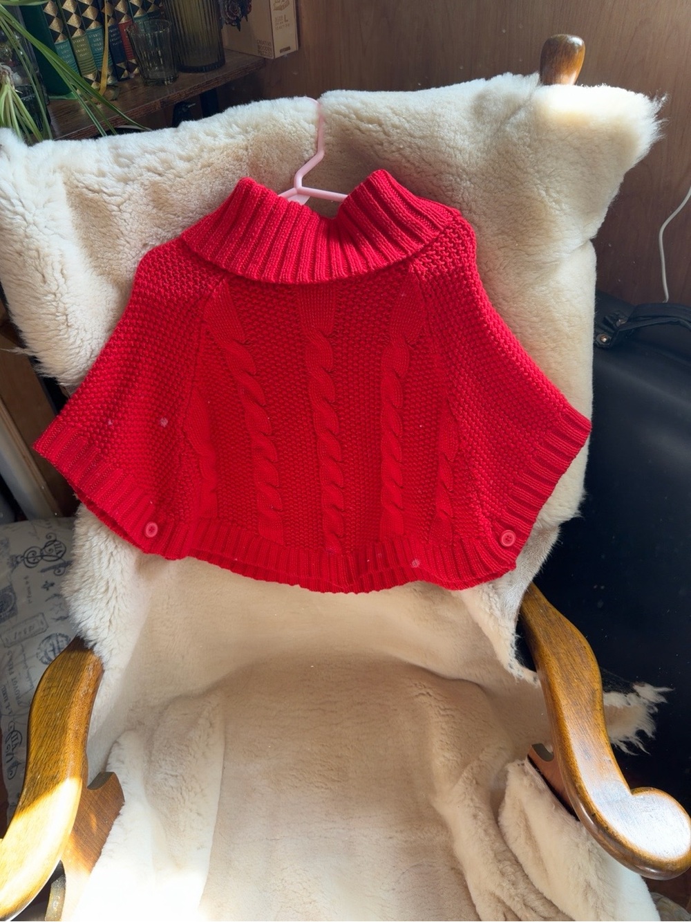 Carter’s Girls 2T Red Cable Knit Poncho Cape Sweater Turtleneck